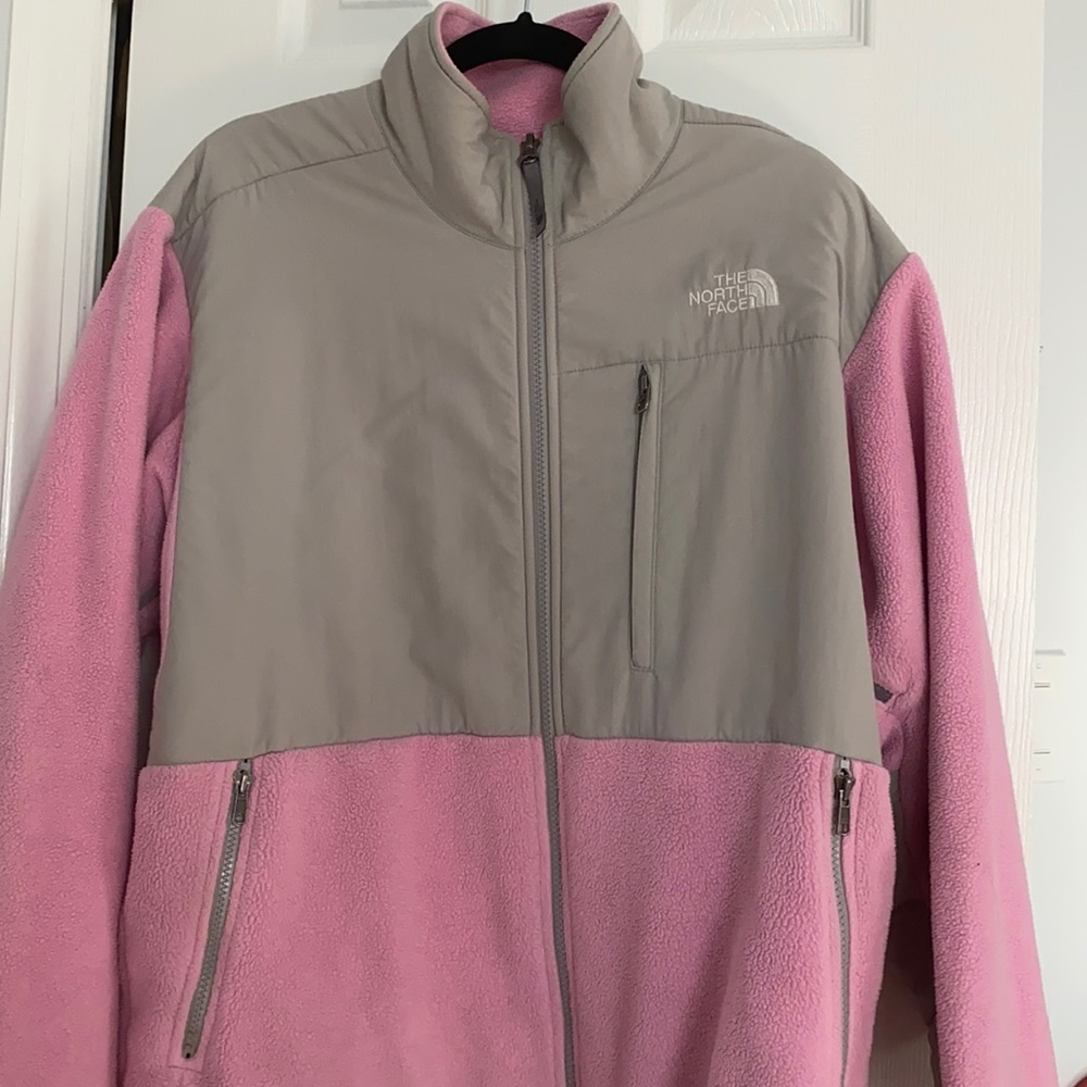 North face pink and grey fleece